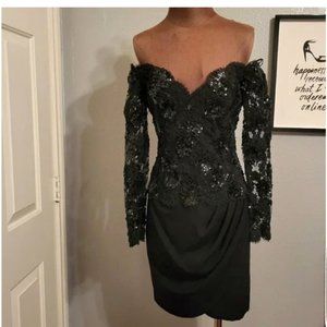 Chris Kole Lace Sequin Bodice Off The Shoulder Dress